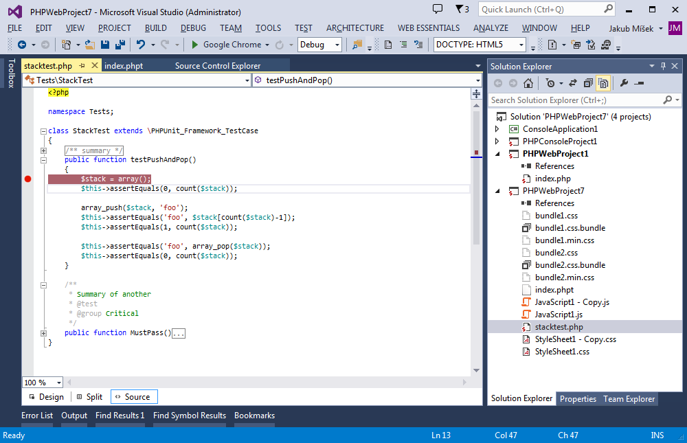 php tools for visual studio